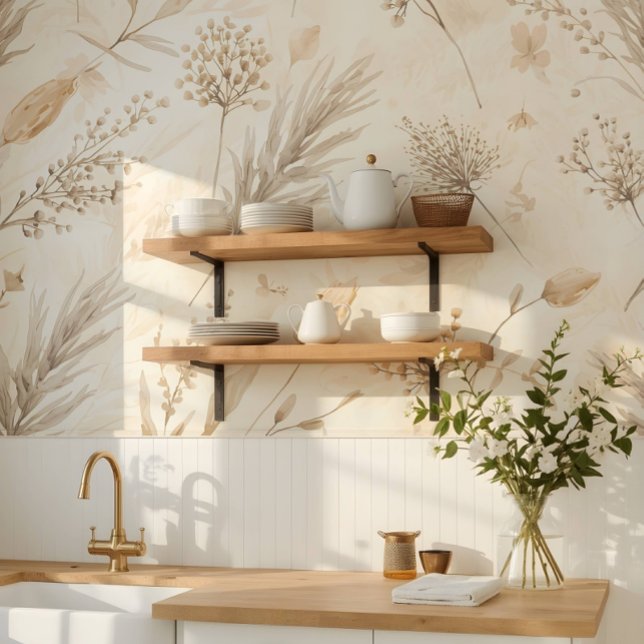 Beige Dried Flower Botanical Wallpaper (Creator Uploaded)