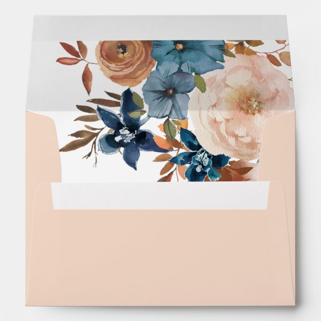 Beige & Dusty Blue Floral 3 - Beige Envelope (Back (Bottom))
