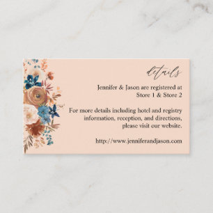 Beige & Dusty Blue Floral Enclosure Card - Beige
