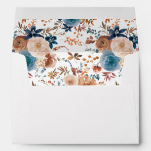 Beige & Dusty Blue Floral  Envelope