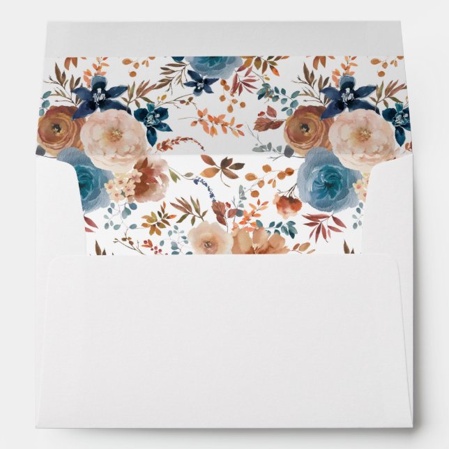 Beige & Dusty Blue Floral  Envelope (Back (Bottom))