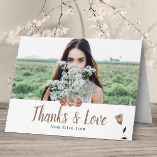 Beige, Dusty Rose Bat Mitzvah Thank You Card