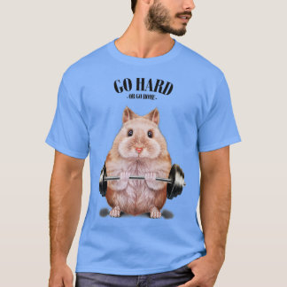 Beige Dwarf Hamster Muscle Training Weightlifting T-Shirt