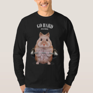 Beige Dwarf Hamster Muscle Training Weightlifting  T-Shirt