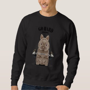 Beige Dwarf Rabbit Muscle Training Weightlifting F Sweatshirt