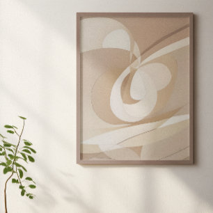 Beige Dynamic Abstract Forms Poster