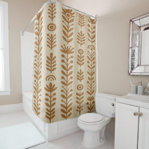 Beige & Earth Brown Shower Curtain