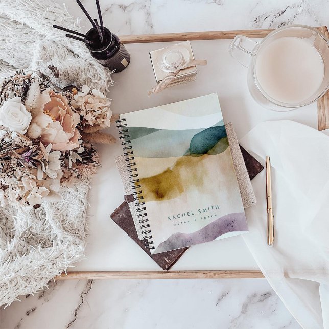 Beige Earth Tone Abstract Watercolor Personalised  Notebook (Creator Uploaded)