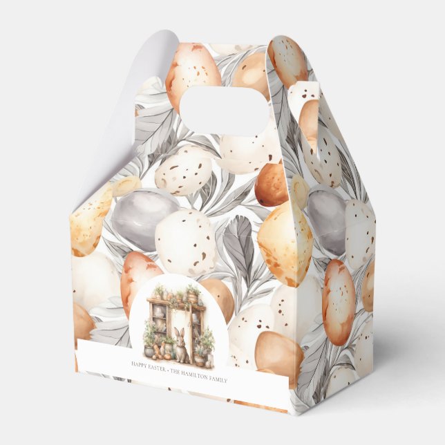 Beige Easter Rabbit Personalised Favour Box (Front Side)