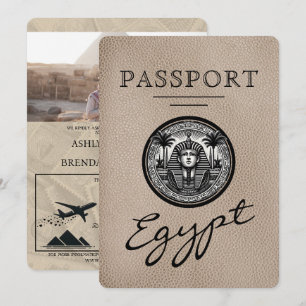 Beige Egypt Passport Wedding Invitation