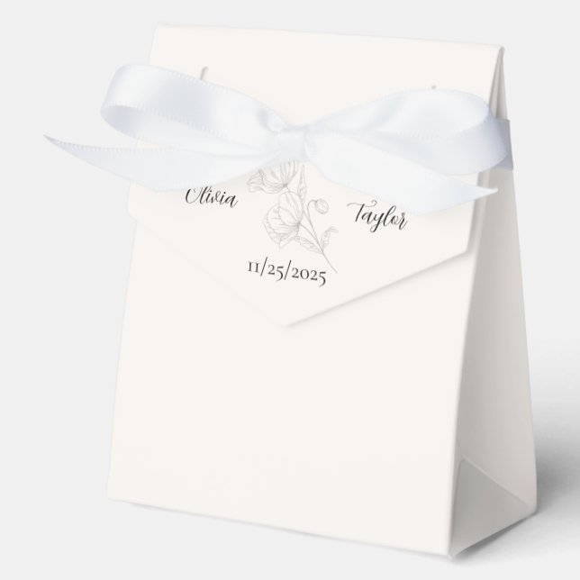 Beige Elegance Wedding Favor Boxes (Front)