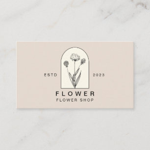 Beige Elegant Dandelion Flower Florist Floral Business Card