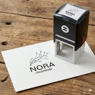 Beige Elegant Fashion Style Business Store Logo Self-inking Stamp