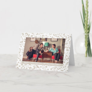 Beige Elegant Foliage Holiday Photo Card