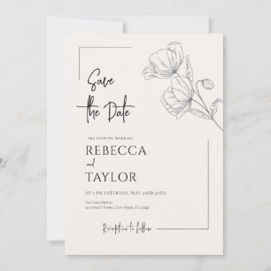 Beige Elegant Minimal Save the Date Invitation