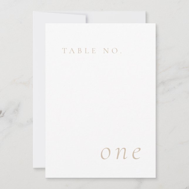 Beige Elegant Minimalist Table Number Card (Front)