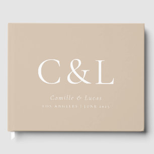 Beige Elegant Minimalist Wedding Guest Book