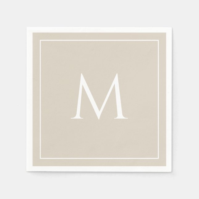 Beige elegant monogram initial napkin (Front)