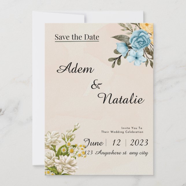 Beige elegant Wedding Card (Front)