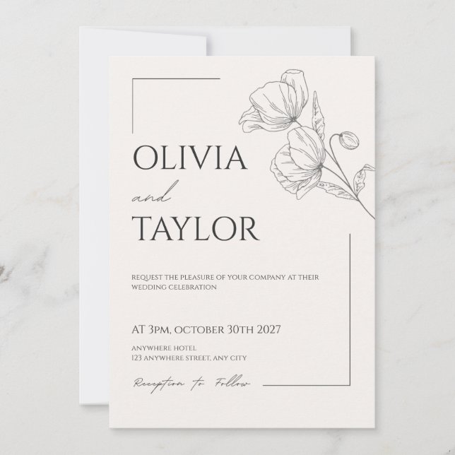 Beige Elegant Wedding Invitation (Front)