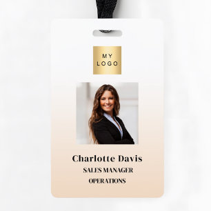 Beige employee photo ID company security ID Badge