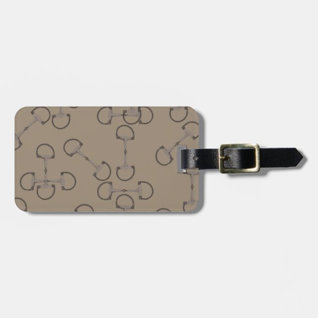 Beige Equestrian Horse Bits Luggage Tag (Front Horizontal)