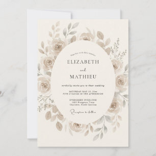 Beige Ethereal Romantic Wedding Invitation