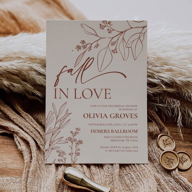 Beige Fall in Love Bridal Shower Invitation (Creator Uploaded)