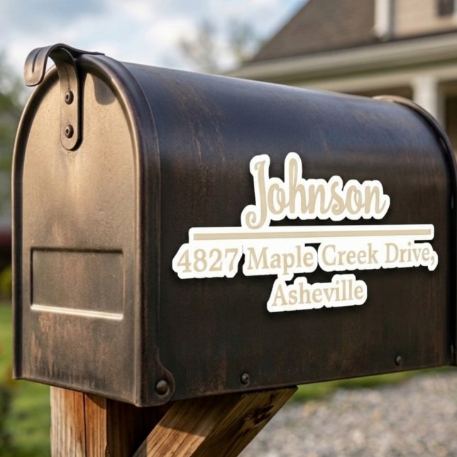 Beige Family Name & Address Mailbox Personalised (Creator Uploaded)