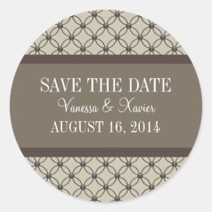Beige Fancy Lattice Save the Date Stickers