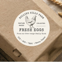 Beige Farm Fresh Chicken Hen Egg Carton Label