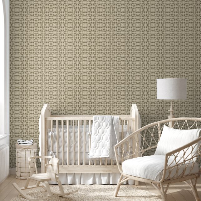 Beige Faux Lace Pattern Wallpaper (Kids)