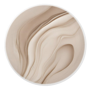 Beige Faux Relief Abstract Art Ceramic Knob