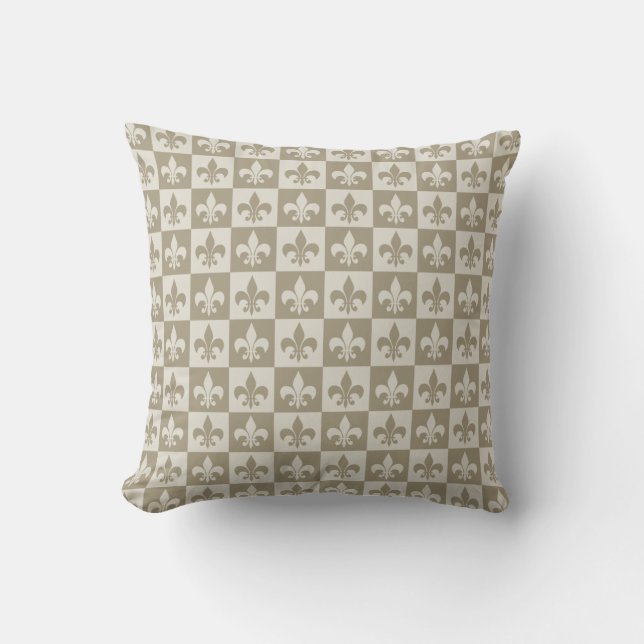 Beige Fleur de lis Cushion (Front)