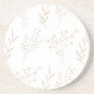 Beige Floral Boho Wedding Coaster