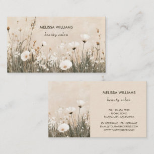 Beige Floral Business Card