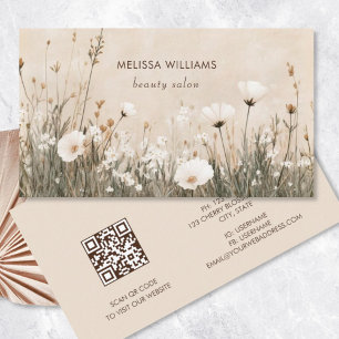 Beige Floral Business Card