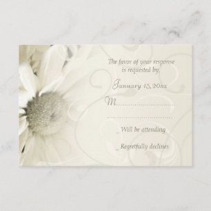 Beige Floral Elegant Wedding RSVP Cards