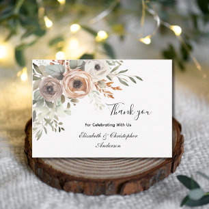 Beige Floral Greenery Botanical Wedding Thank you