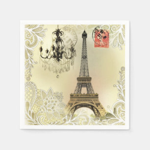 beige floral lace chandelier paris eiffel tower napkin