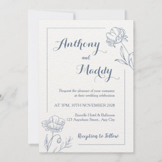 Beige Floral Minimalist Wedding Invitation