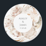 Beige floral personalised garden wedding magnet<br><div class="desc">Beige floral personalised garden wedding magnet</div>