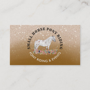 Beige Floral Pony Equestrian Trainer Horse brown Business Card