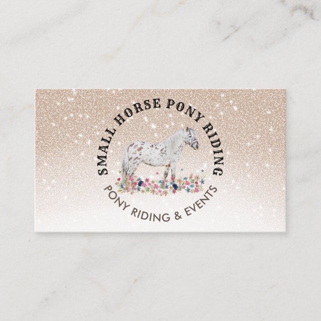 Beige Floral Pony Equestrian Trainer Horse Business Card (Front)