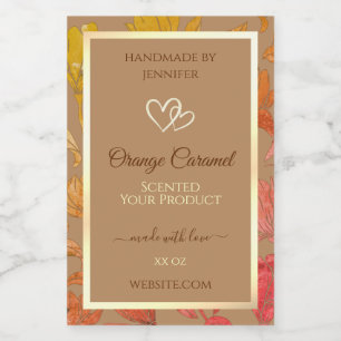 Beige Floral Product Packaging Labels with Hearts