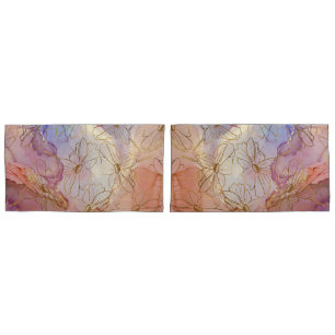 Beige Floral Rose Gold Flowers Pillowcase