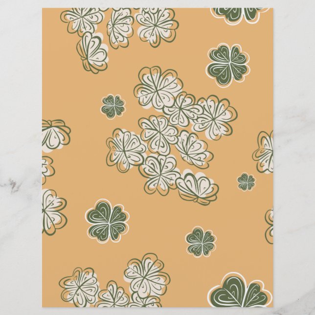 Beige Floral Scrapbook Paper Sheet (Front)