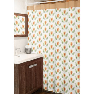 Beige Floral Shower Curtain