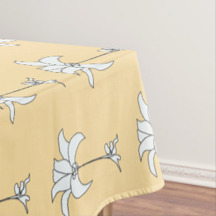 Beige  Floral Tablecloth