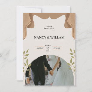 beige floral wedding invitation
